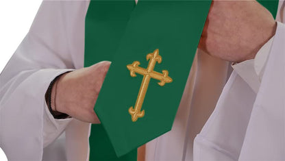 CLERKMANS Choir Stole with Crosses - color: Hunter