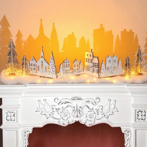 Colingmill 32'' Christmas Tabletop Wooden Decor Church Tree and House Signs - style: Retro