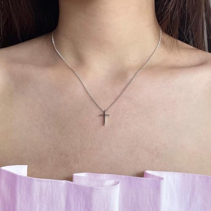 Sterling Silver Cross Necklaces for Women, S925 Dainty Silver Cross Pendant Necklace Small Cross Necklace Box Chains Christian Necklace Jewelry Gifts for Women Teen Mother Birthday