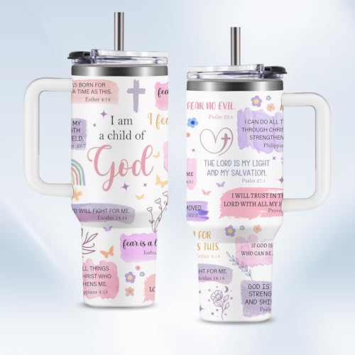 Christian Gifts for Women 40oz Tumbler - Insulated Travel Mug with Handle (God 1, 40 Ounces) - color: God 1