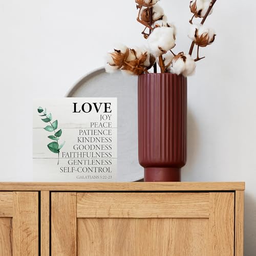 Fruit of the Spirit, Love Joy Peace Patience Sign, Christian Wooden Sign - color: Green