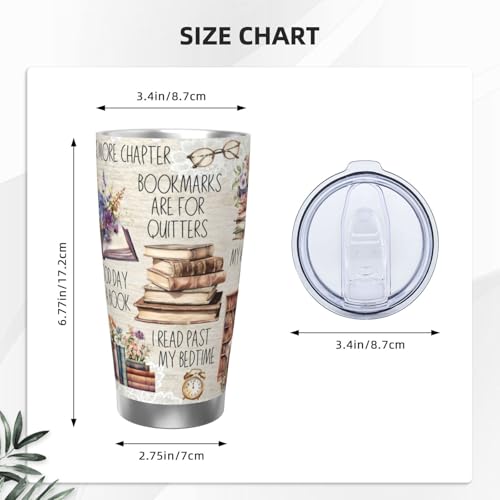 Reading Gifts for Women,Book Lover Coffee Tumbler Vacuum Insulated Stainless Steel Coffee Travel Mug Cup 20oz - style: reading