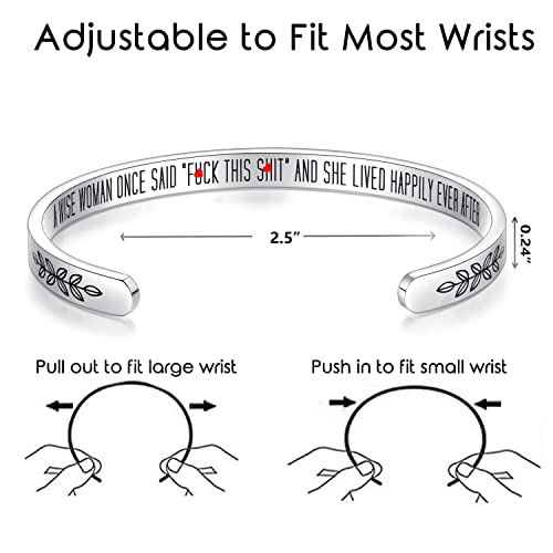 TONY & SANDY Cuff Bracelets for Women Teen Girls Best Friend Sister Mom Daughter Granddaughter Easter Birthday Mother's Day Christmas Stocking Stuffers for Teen Girls Women Jewelry - style: 1 - A wise woman once said “ F@ck this sh@t” she lived happily ev