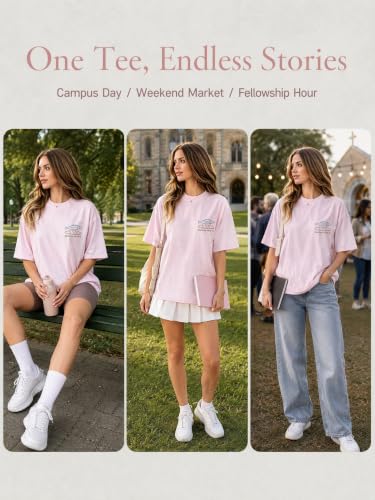Muicy Women's Christian T Shirt Faith Based Tees Bible Verse Shirts Short Sleeve Summer Graphic Tees - color: Pink, size: Small