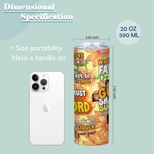 20oz Sunflower Scripture Christian Stainless Steel Tumbler with Lid, 1 Pcs - color: God Shall Supply All Your Needs