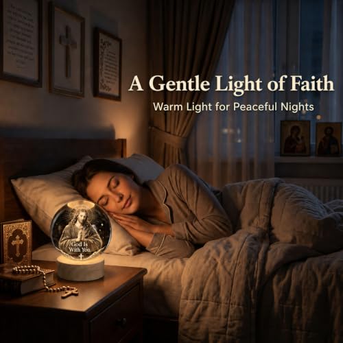 3D God is with You K9 Crystal Ball Night Light, Christian LED Gift - size: 3.15 inches