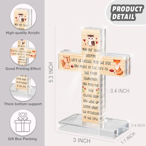PVOPVO Cute Christian Religious New Born Wishes Cross Decor Perfect Keepsake Baptism Christening Gift for Newborn Parents Gift New Birth Family Newborn Must Haves Decor for Home Room - color: cute