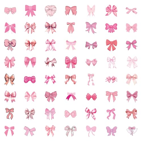 110pcs Pink Bow Sticker Pack.Cute Aesthetic Waterproof Decals for Water Bottles Notebook Laptop Scrapbook,Coquette Stickers for Girls Womens Adults Gifts - color: 110 - Pink Bows