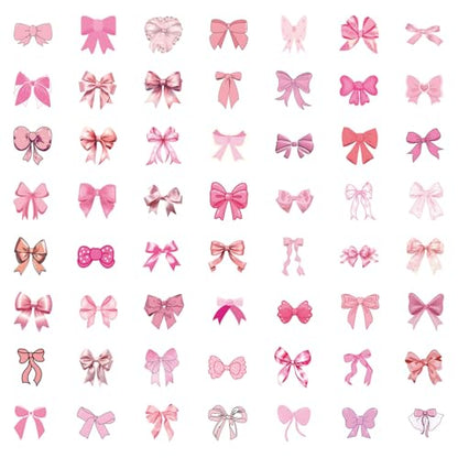 110pcs Pink Bow Sticker Pack.Cute Aesthetic Waterproof Decals for Water Bottles Notebook Laptop Scrapbook,Coquette Stickers for Girls Womens Adults Gifts - color: 110 - Pink Bows
