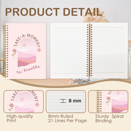 FDHSPAAM Pink Mental Health Spiral Journal Notebook 5.5x8.3in,Take A Moment to Breathe Inspirational Notebooks for Note Taking, Therapy Office Must Haves, Hardcover Notebook Journal - color: Boho-Pink