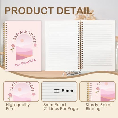 FDHSPAAM Pink Mental Health Spiral Journal Notebook 5.5x8.3in,Take A Moment to Breathe Inspirational Notebooks for Note Taking, Therapy Office Must Haves, Hardcover Notebook Journal - color: Boho-Pink
