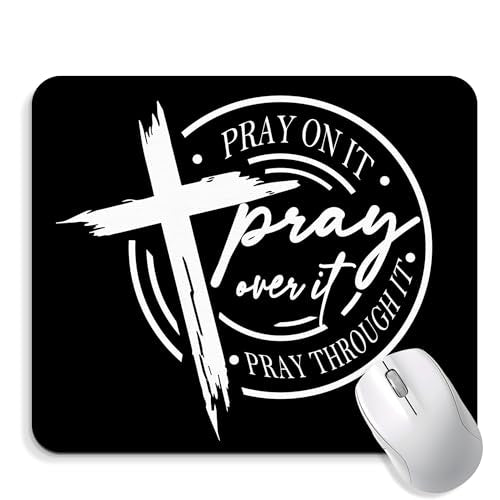 Black Christian Mouse Pad - Prayer Office Desk Mousepad, Prayer Religious Office Decor, Christian Gifts for Women, Coworker Gifts, Gift for Employees, 9.5x8 Inches - color: Black Pray