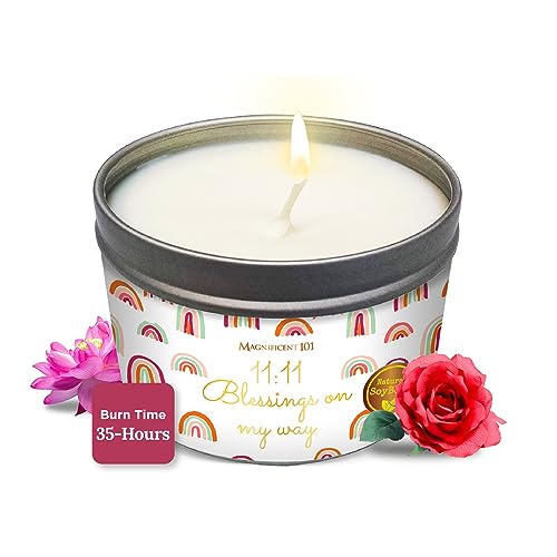 MAGNIFICENT 101 Long-Lasting Affirmation Tin Soy Wax - 6 Oz - 35-Hour Burn - Sage & Palo Santo Scent - Energy Cleansing & Manifestation