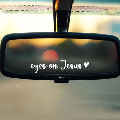 Eyes on Jesus Christian Car Sticker for Women - color: Eyes on Jesus (White)