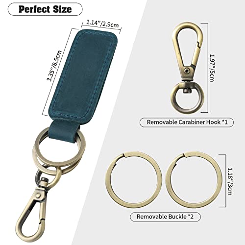 Jack&Chris Genuine Leather Car Keychain, Universal Key Fob Keychain, Leather Key Chain Holder for Men and Women, JC306 - color: Blue*5