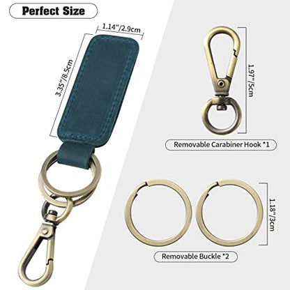 Jack&Chris Genuine Leather Car Keychain, Universal Key Fob Keychain, Leather Key Chain Holder for Men and Women, JC306 - color: Blue*5