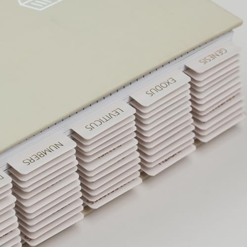 UPAFEXXI-Bible Tabs with Book Summaries, 3D Gold Foil Embossed Lettering - color: Summaries Cream