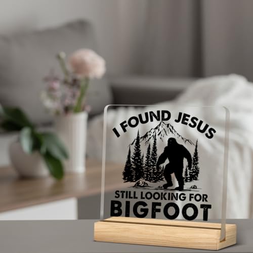 Christian Home Decor, Funny Bigfoot Acrylic Desk Sign - color: M60A14
