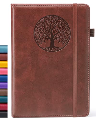 BIYUNRO Leather Journal Notebook for Women Men, A5 Hardcover, Lined, Brown - color: Brown