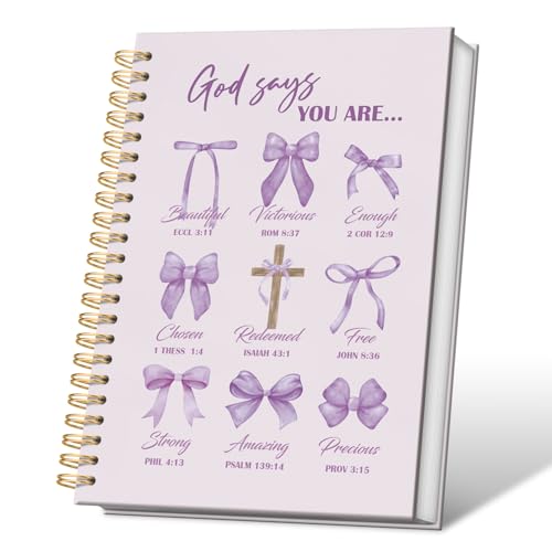 VONTP Bible Purple Bow Christian Notebook Journal for Women, 5.5 x 8.3 Inch - color: 001-Purple