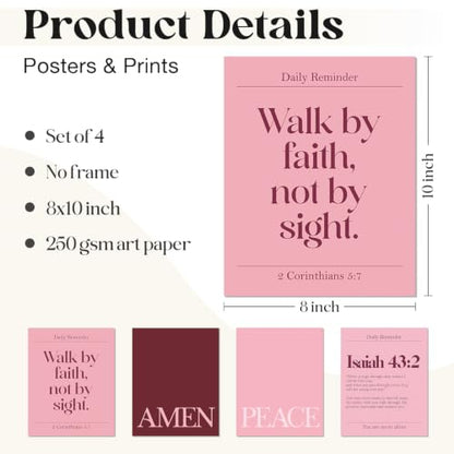 WEFKODO Pink Christian Bible Verse Inspirational Wall Art 8x10 Unframed - color: white-bible2