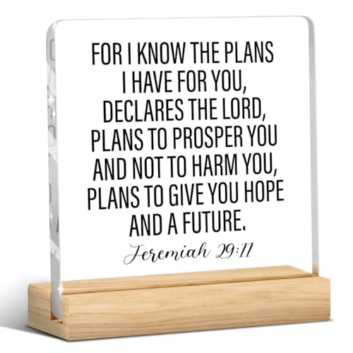 Christian Decor,jeremiah 29 11,Religious Gifts for Women Men,Bible Verse Religious Clear Acrylic Sign for Home Office Prayer Room - color: For I Know The Plans I Have For You, Declares The Lord, Plans To Prosper You And Not To Harm You, Plans To Give You