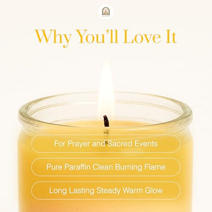 3pk Yellow Amarillo 90hr | 7-Day Prayer Candles - Glass Jar Veladoras, Unscented Paraffin Wax | Success, Luck & Confidence Novena - Catholic Hispanic Church Altar, Memorial Vigil & Prosperity - color: Yellow