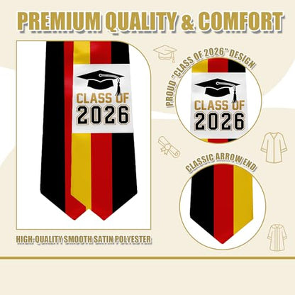 National Flag Graduation Stole Sash - 72" Long Unisex Honors Stole for Students - color: Germany