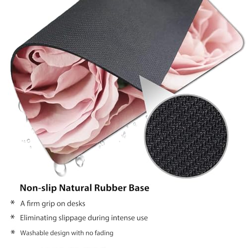Romantic Soft Pink Roses Mouse Pad, Pastel Flower Closeup Floral Desk Mat - color: Pink