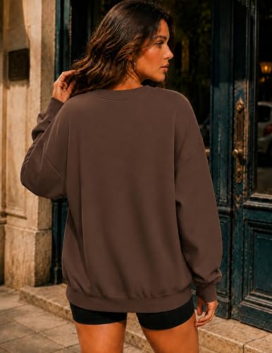 Womens God Is Good Christian Sweatshirt Oversized Crewneck Fleece Pullover - color: Brown-p, size: Large