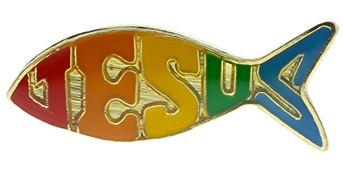 Jesus Fish Rainbow Ichthys Hat or Lapel Pin AKP285 F3D31H