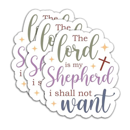 (3Pcs) The Lord is My Shepherd Psalm 23:1 Sticker Christian Bible Scripture - color: The Lord is My Shepherd Cross