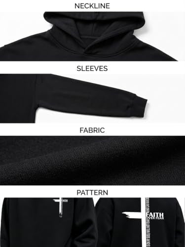 Eatbook Christian Hoodies for Men Faith Over Fear Cross Graphic Hoodie - color: Black, size: Medium