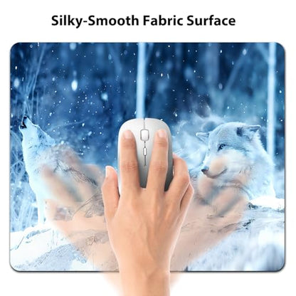 Wolves Howling in a Snowy Forest Mouse Pad, Winter Scenery Mat for Desk - color: Cute Colorful Art Rec40