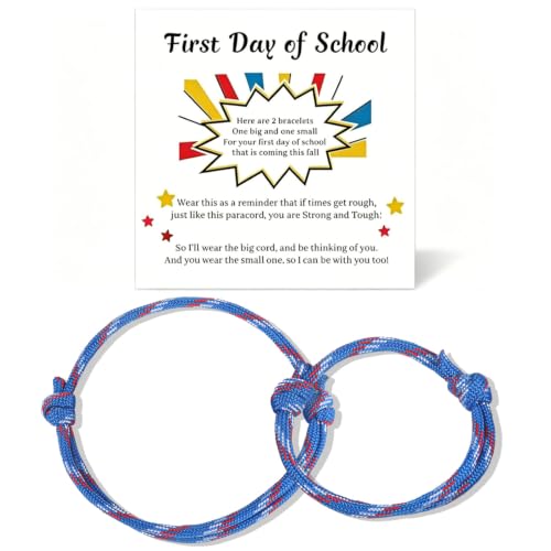 First Day of School Bracelets, Back to School Bracelets Mommy and Me - color: 2PCS Blue
