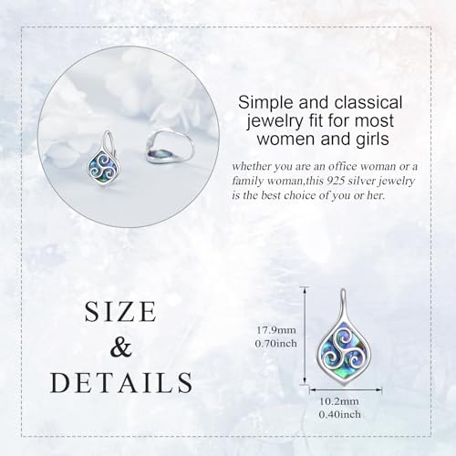 Celtic Trinity Knot Earrings for Women 925 Sterling Silver Triquetra Knot Leverback Abalone Shell Irish Jewelry Tree of Life Gift - style: Triskele