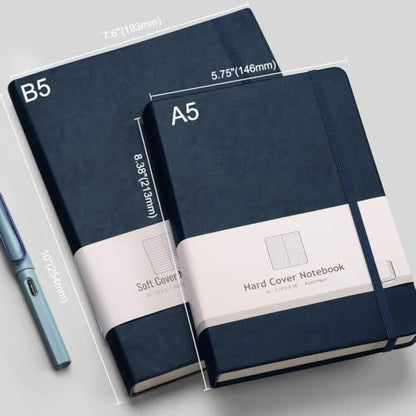 AHGXG Lined Journal Notebook, 320 Numbered Pages, A5 (5.75'' X 8.38'') - color: Dark Blue, size: A5