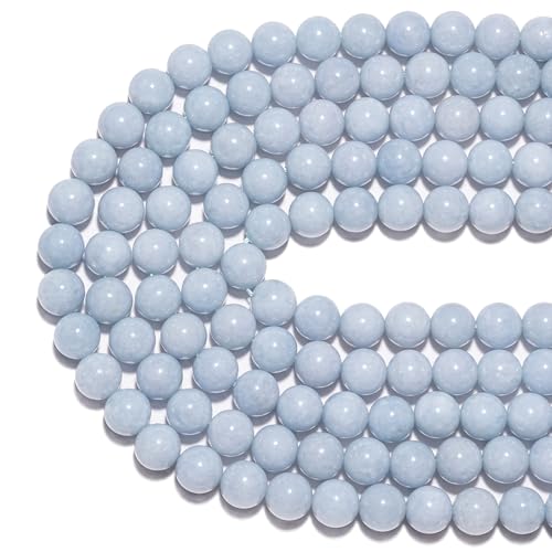 6mm Natural Aquamarine Gemstone Beads Polished Round Smooth Stone Beads for Bracelets Jewelry Making 15inch Loose Beads - color: Aquamarine, size: 6mm