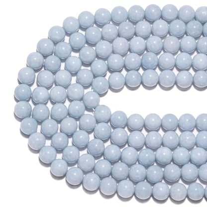 6mm Natural Aquamarine Gemstone Beads Polished Round Smooth Stone Beads for Bracelets Jewelry Making 15inch Loose Beads - color: Aquamarine, size: 6mm