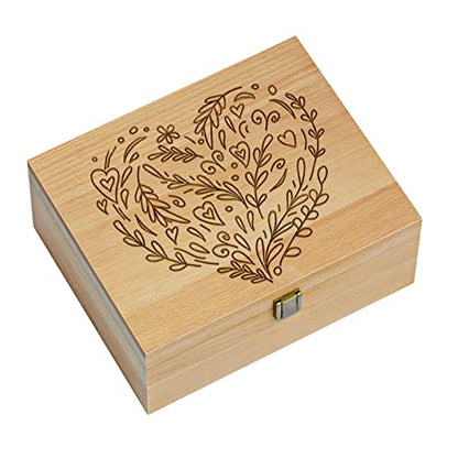 EXISTING Memory Box for Keepsakes, Heart Wooden Box with Hinge Lid - color: Beige