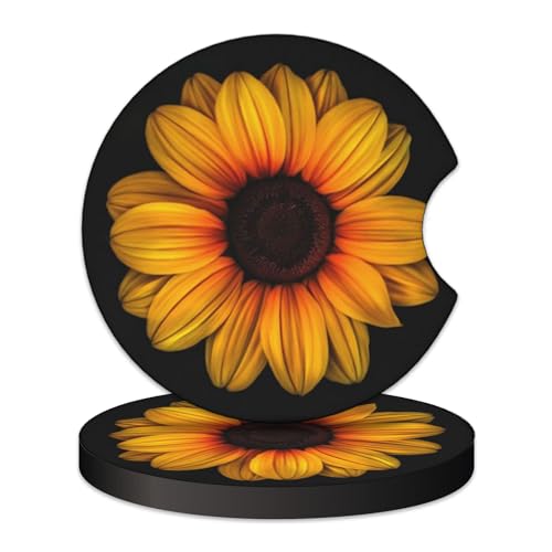 KARREAL 2 Pcs Car Cup Coasters - Sunflower - color: Sunflower