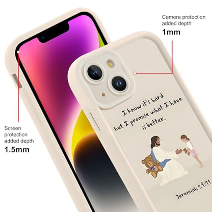 for iPhone 14 6.1'' Cute Bible Verse Bear Phone Case - color: White-Jesus Bear, size: iPhone 14