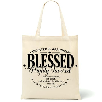 Faith Canvas Tote Bag, Christian Gifts for Women Mama Sister Inspirational Bible Verse Birthday Christmas - color: Blessed Faith 876