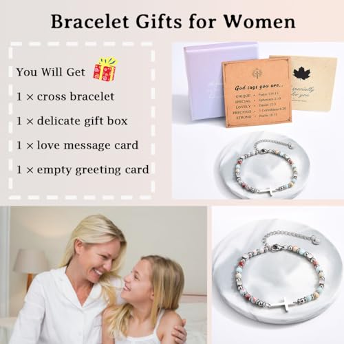 Christian Gifts for Women Girls, Religious Cross Bracelet - color: God says you are unique...