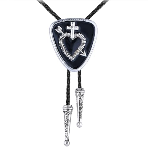 GelConnie Bolo Tie for Women Heart Cowboy Necktie Flower Gothic Mens Bolo Ties Bolero Necklace Red Western Ties for Men - color: Black White Bolo Tie