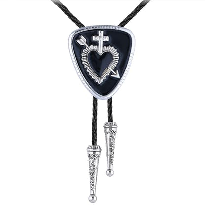 GelConnie Bolo Tie for Women Heart Cowboy Necktie Flower Gothic Mens Bolo Ties Bolero Necklace Red Western Ties for Men - color: Black White Bolo Tie