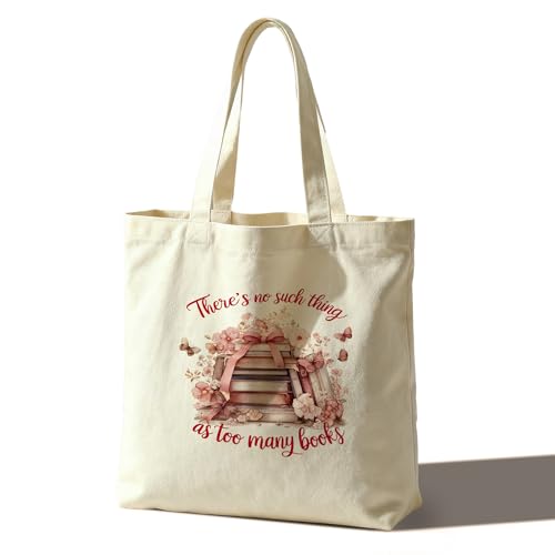 Tote Bag For Women Man, Reusable Work Shopping Grocery Shoulder Bags - style: There is No Such Thing as Too Many Books -01