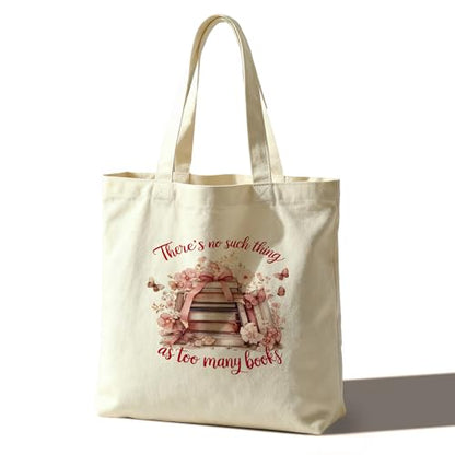 Tote Bag For Women Man, Reusable Work Shopping Grocery Shoulder Bags - style: There is No Such Thing as Too Many Books -01