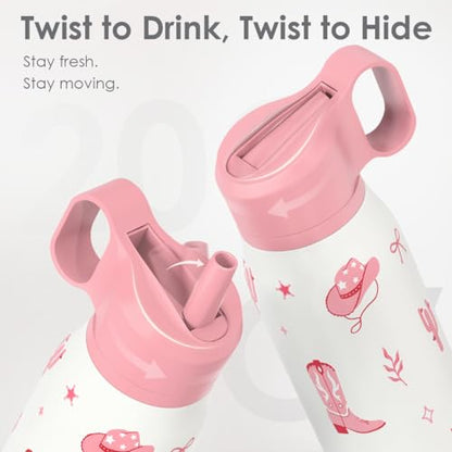 Cowgirl Water Bottle with Twist Lid Insulated Stainless Steel 20oz, Travel Water Bottles for Sports & Gym, Gift for Women Girfriend Birthday Christmas - color: Cowgirl