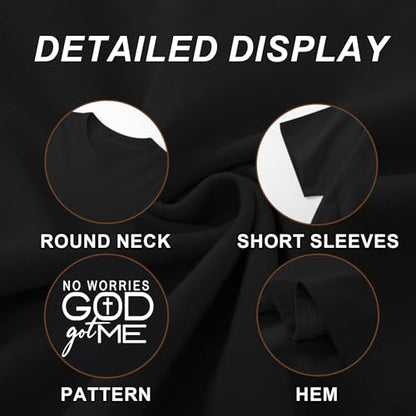 Christian Shirts for Women God Jesus Faith Shirt God Got Me Religious Tshirts Bible Verse Cross Graphic Tees Tops - color: Black, size: Medium